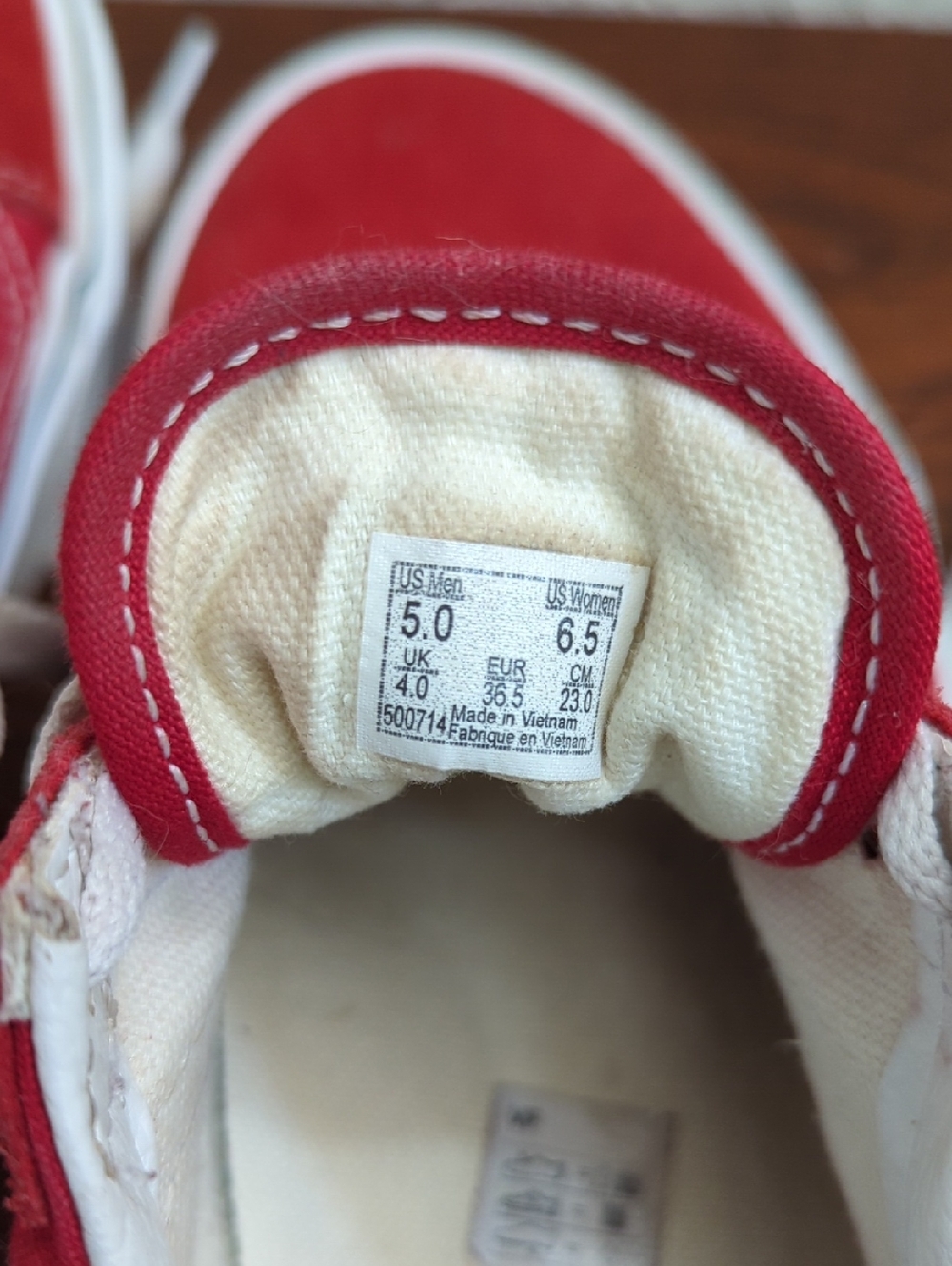 VANS Old Skool Racing Red & True White Sneakers Size Men's 5 / Women's 6.5 - Picture 12 of 12